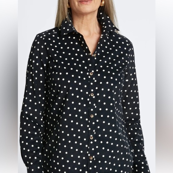 Foxcroft Wrinkle-Free Polka Dot Button-Up Shirt - Size 14W - Picture 1 of 10
